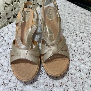 BOC Golden Cream Wedge Sandals, beautiful shoes, very clean, looking brand new!!